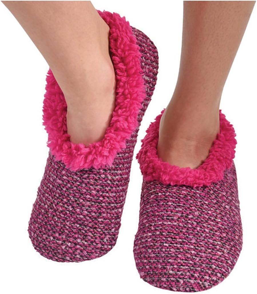 Snoozies Slippers for Women Textured Tweed Knit Sherpa