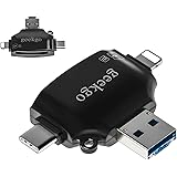 geekgo SD Card Reader for Apple iPhone iPad Android Phone MacBook Computer,Memory Card Adapter with USB C, Type C, Micro USB,