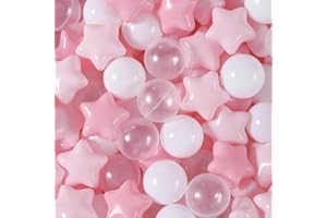 REALHAHA Colorful Pit Balls 100 200 Plastic Balls BPA Free Ocean Ball Crush Proof Stress Balls Star Balls for Toddlers and Kids Pool Playhouse，2.18 Inches