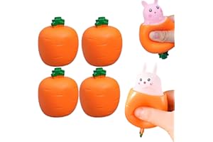 Carrot Squishy Toys, Squeezy Squishy, Funny Novelty , Easter Party Favors Basket Filler Ideas Gifts (White,4)