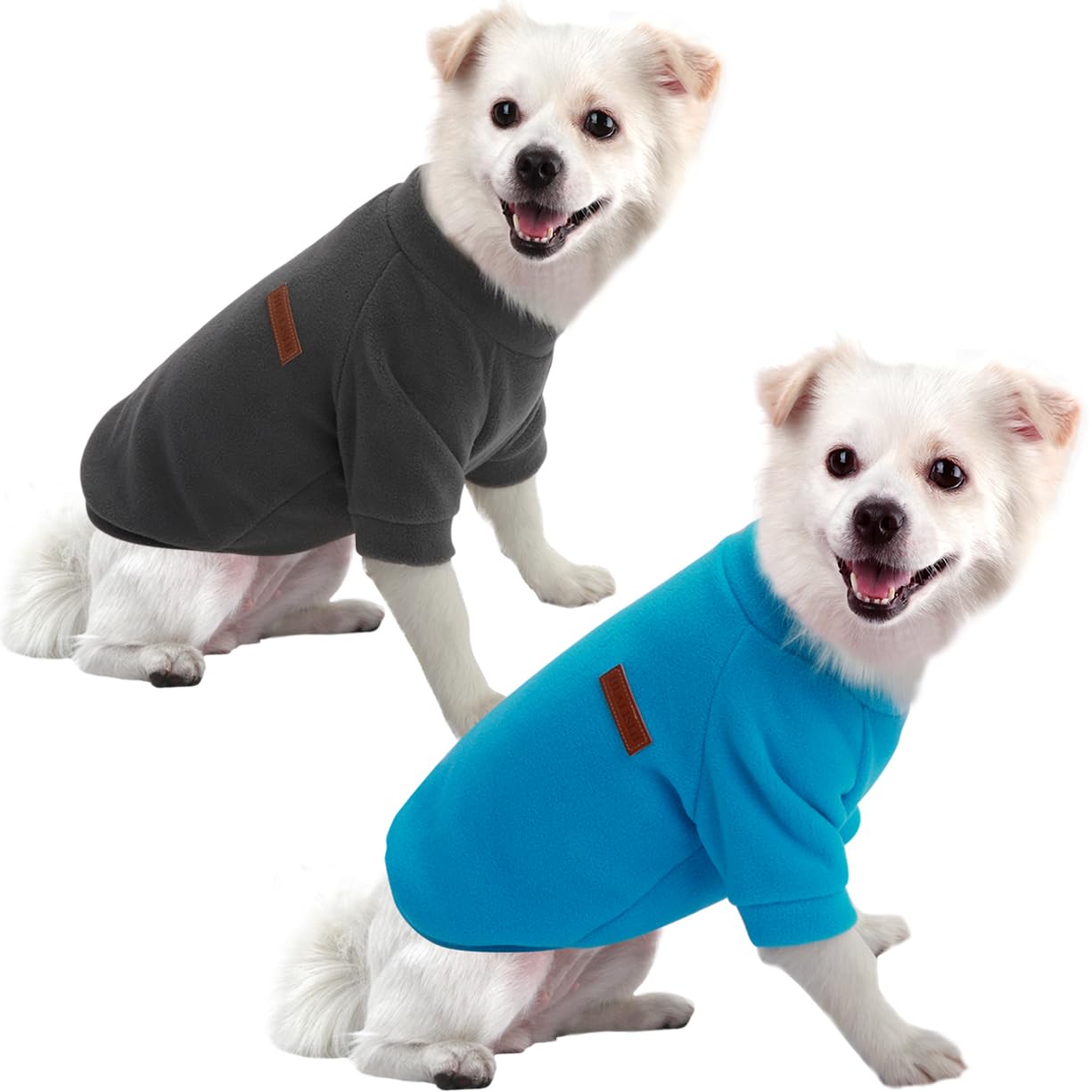 HuaLiSiJi Dog Jumper Dog Hoodie Puppy Fleece Jumper Chihuahua Clothes, Elasticity Softness Comfort and Warmth Easy to Take On and Off, Colour Vibrant (Gray+Blue, XL)