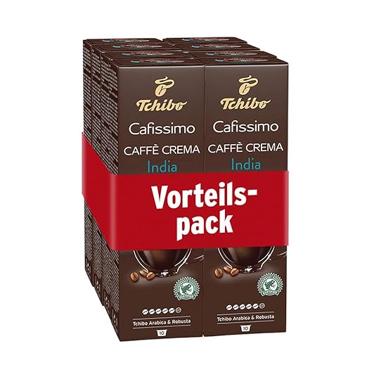 Tchibo Cafissimo Caffè Crema India Kapseln, 80 Stück (8 x 10 Kapseln)