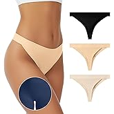 Leovqn Seamless Thongs for Women No Show Panties Liners Invisible Underwear Low Waist Stretchy Workout G-Strings S