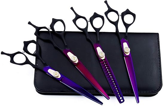 Moontay Scheren-Set für Hunde, 17,8 cm, mit Tasche, gebogene Schere