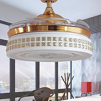 Tiptonlight Gold Ceiling Fan With Remote Control Retractable