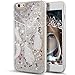 iPhone 6S Plus Case,NSSTAR iPhone 6 Plus Case,iPhone 6S Plus Liquid Case,Flowing Liquid Floating Bling Glitter Sparkle Silver Stars Hard Case for Apple iPhone 6S Plus/iPhone 6 Plus,Elegant Feathers