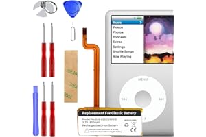 ABTTER [850mAh] for iPod 5th - 7th Generation Video Classic Replacement Battery, Replacement 0 Cycle Battery Fit for 616-0229 with Tool Kits, 3.7V 3,14 WHR.