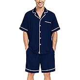 DIKFA Couple Matching Pajamas Set Short-sleeve PJ Women & Men 2Pcs Loungewear Button Down Sleepwear Pjs Sets