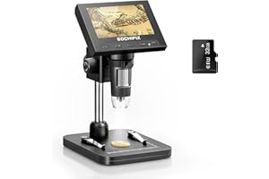 GOCHIFIX 4.3" LCD Digital Coin Microscope 1000X Coin Microscope with HD Screen and 8 Ajustable LED Lights Compatible with Windows/Mac OS Compatible