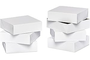 American Greetings Square White Gift Boxes with Lids, for Birthdays, Holidays and All Occasions, (6 Boxes, 9'' x 9'')