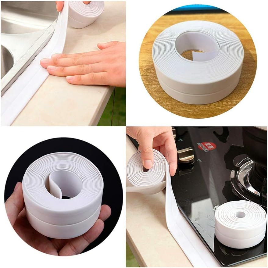 Gadgetking 3.2 meter Sealing Strip Bathroom Bath And Wall Self Adhesive Tape Sink Edge Basin Seal 3m Self Waterproof Sealant for Kitchen Bathtub - Image 3