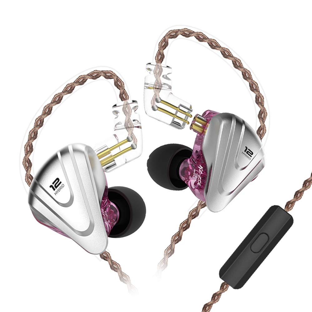 Yinyoo KZ ZSX In Ear Monitor Earphone 5BA and 1DD KZ Headsets, In Ear Hybrid Headphones IEM Earphones with Detachable 0.75mm 2 pin Cable(With Mic, Purple)