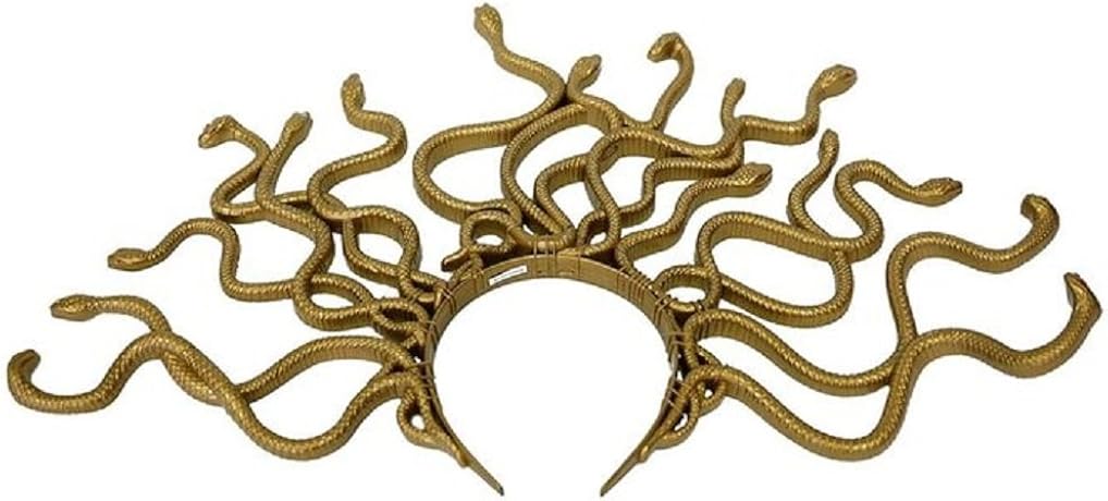 Nicky Bigs Novelties Medusa Snake Costume Headband, Gold, One Size: Clothing