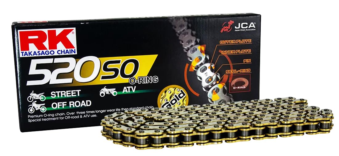 RK Racing Chain GB520SO-100 Gold 100 Link O-Ring Chain with Connecting Link Image