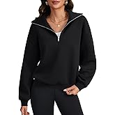 LYANER Women's Half Zip Long Sleeve V Neck Collar Drop Shoulder Pullover Casual Sweatshirts