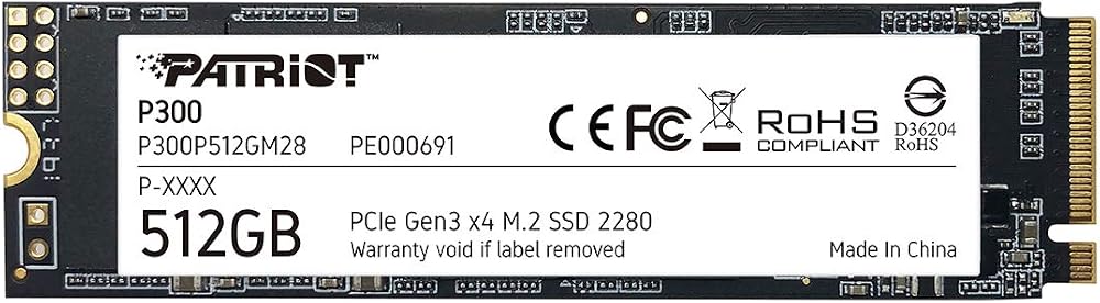 Patriot Memory P300 512GB M.2 PCIe Gen3x4 NVMe SSD P300P512GM28