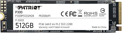 Patriot Memory P300 512GB M.2 PCIe Gen3x4 NVMe SSD P300P512GM28