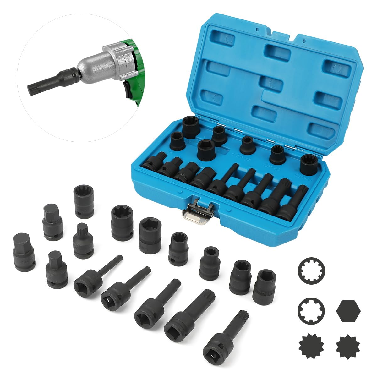 Brake Caliper Socket Set 16 Specifications Brake Caliper Removal Tool Kit High Torque 1/2" Square Dr