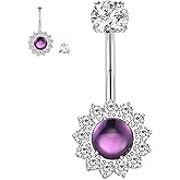 GAGABODY G23 Titanium Belly Button Rings for Women 14G Belly Ring 10mm Titanium Navel Piercing Jewelry 14G Belly Piercing Internally Threaded Barbell Silver Belly Button Piercing