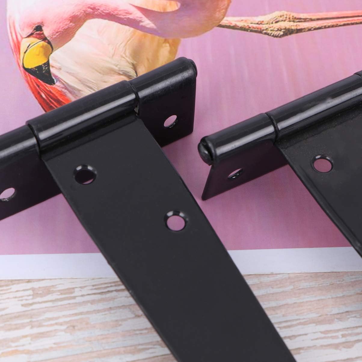 Yarnow 2pcs T Hinges Heavy Duty Hinges Strap for Storage Shed Door Barn Door Gates 10 Inches (Black), 2pcs,10 Inches, 2pcs,10 Inches - Image 5