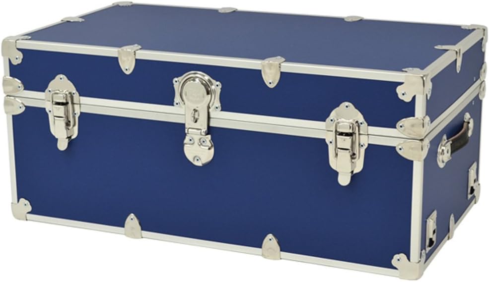 Rhino X-Large Sticker College & Camp Trunk with Wheels & Anchor Cable System - 34" X 20" X 15" (Royal Blue)