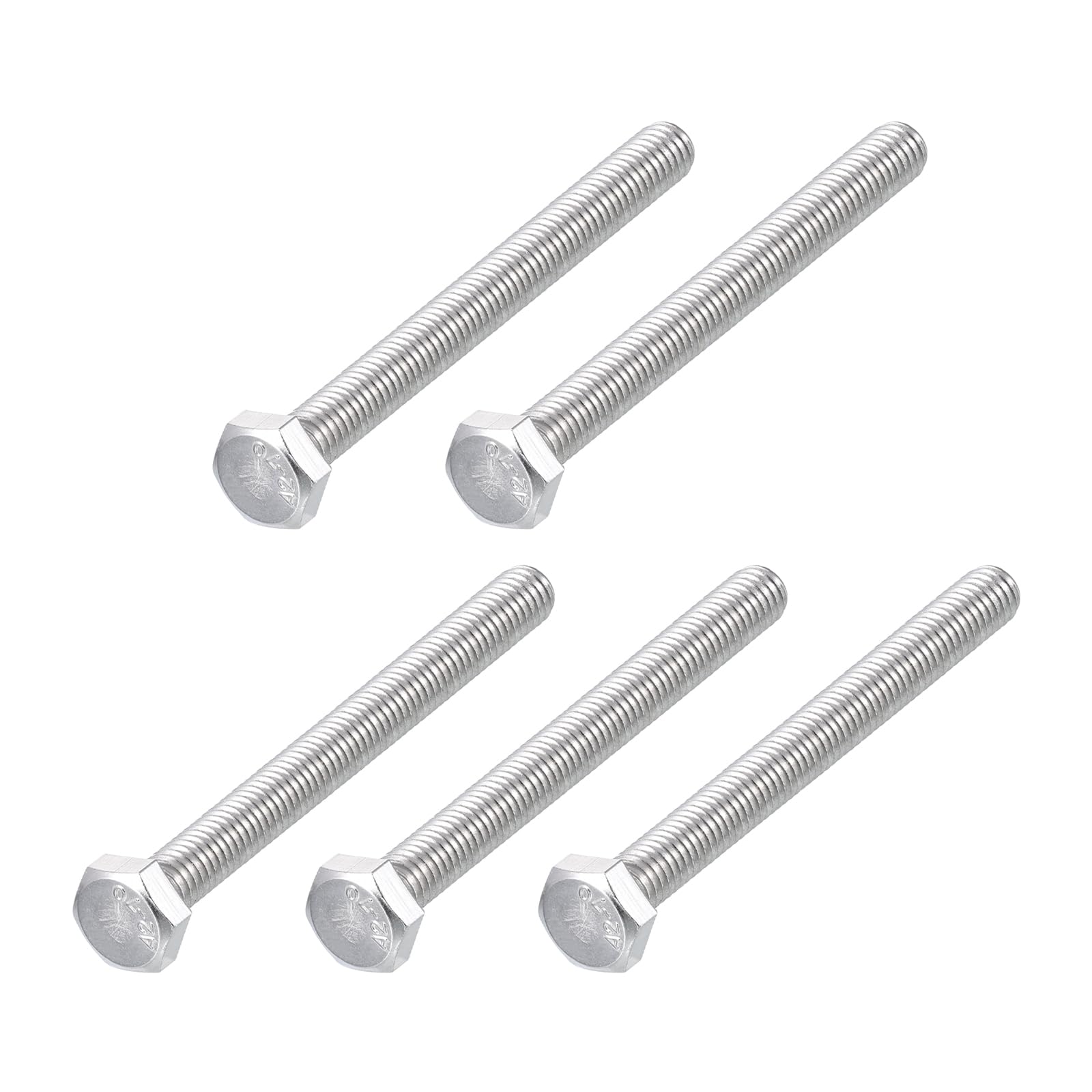METALLIXITY Hex Bolts (M6-1x65mm) 5Pcs, 304 Stainless Steel Coarse Fully Threaded Hex Head Screw Bolt Machine Screws - for Furniture Repair, Silver