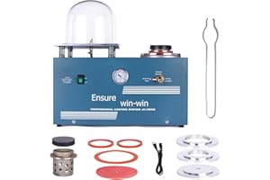 HIPOGT Vacuum Investing Casting Machine 1/2 HP, 3 CFM Lost Wax Cast Combination 2L with a 9" x 8" Bell Jar for jewelry processing factories and artwork manufacturers to make high-densit jewelry