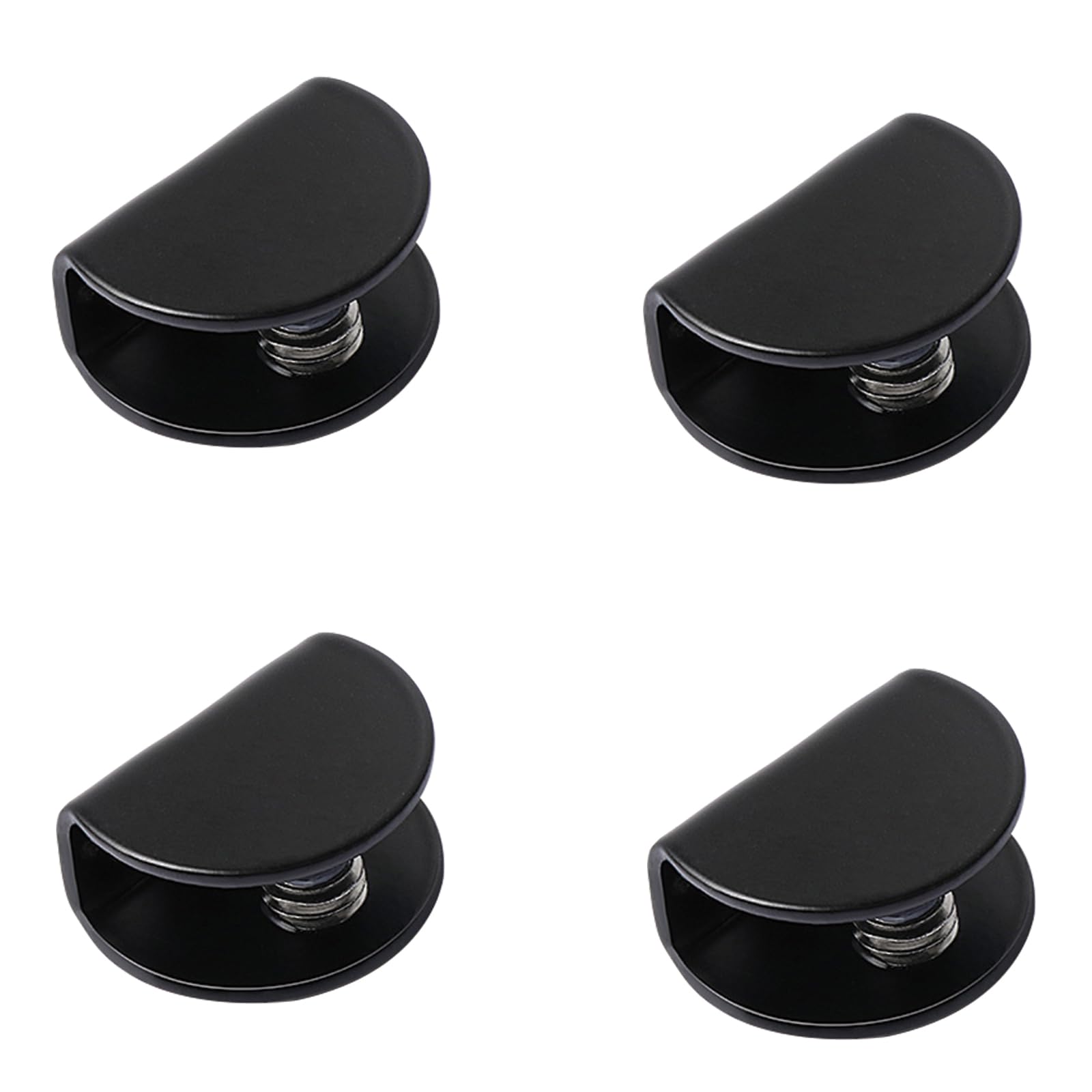 Leliafleury 4Pcs Adjustable Glass Shelf Brackets 8mm Stainless Steel Glass Shelf Supports for Handrails, Black, Half Round