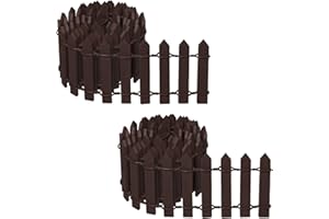 VEEJOMORII 2 PCS Fairy Miniature Wood Fence, 35 Inch Long Mini Picket Fence Garden Ornament for DIY Crafts Project Home Garden Plant Pot Decoration (Brown)