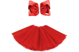 BGFKS 5 Layered Tulle Tutu Skirt for Girls with Hairbow, Ballet Dressing Up Kid Tutu Skirt