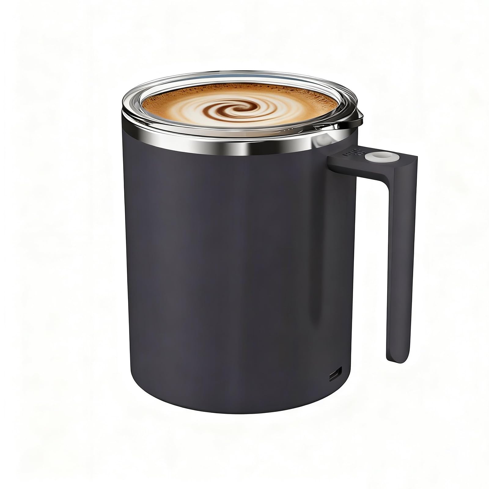 Self Stirring Coffee Mug 360 ml, Electric Mixing Cup with Magnetic Stirrer & Anti-Sedimentation, Rechargeable Travel Mug for Coffee, Milk, Hot Cocoa (Black)