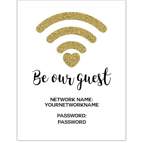 Amazon Com Wifi Password Sign Black And Gold Be Our Guest Handmade