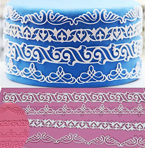 Anyana 14" sugar edible wave scroll flourish cake silicone Embossing Mat Texture fondant impression lace decorating mold gum paste cupcake topper tool icing candy imprint baking moulds sugarcraft