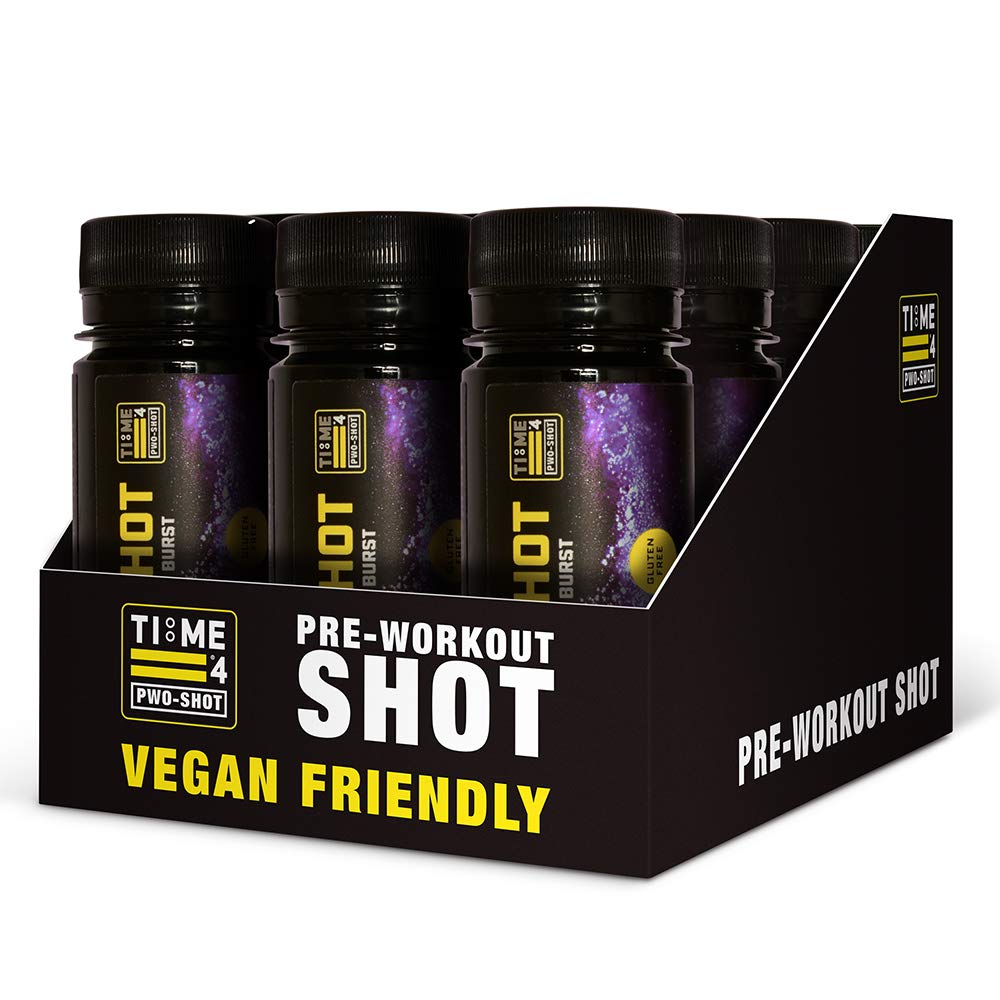 Time 4 Nutrition Pre Workout Shot 12 x Ready to Drink Preworkout Energy Drink Shots – Ultra Fast Acting Pre Work Out Shot - Energy Shots – Vegan Pre Workout High Strength for Men & Women (Blueberry)