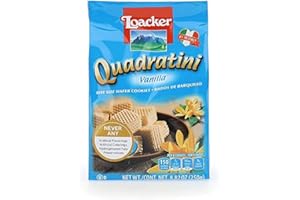 Loacker Quadratini Vanilla | Bite Size Cream Filled Wafer Cookies | 30% Less Sugar | Non-GMO | No Artificial Flavorings, Adde