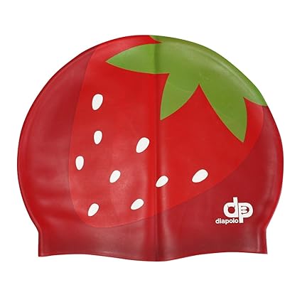 Diapolo Professionale Schwimmkappe Strawberry Silikon Badekappe Bademütze Schwimmmütze für Damen und Herren und Mädchen und J