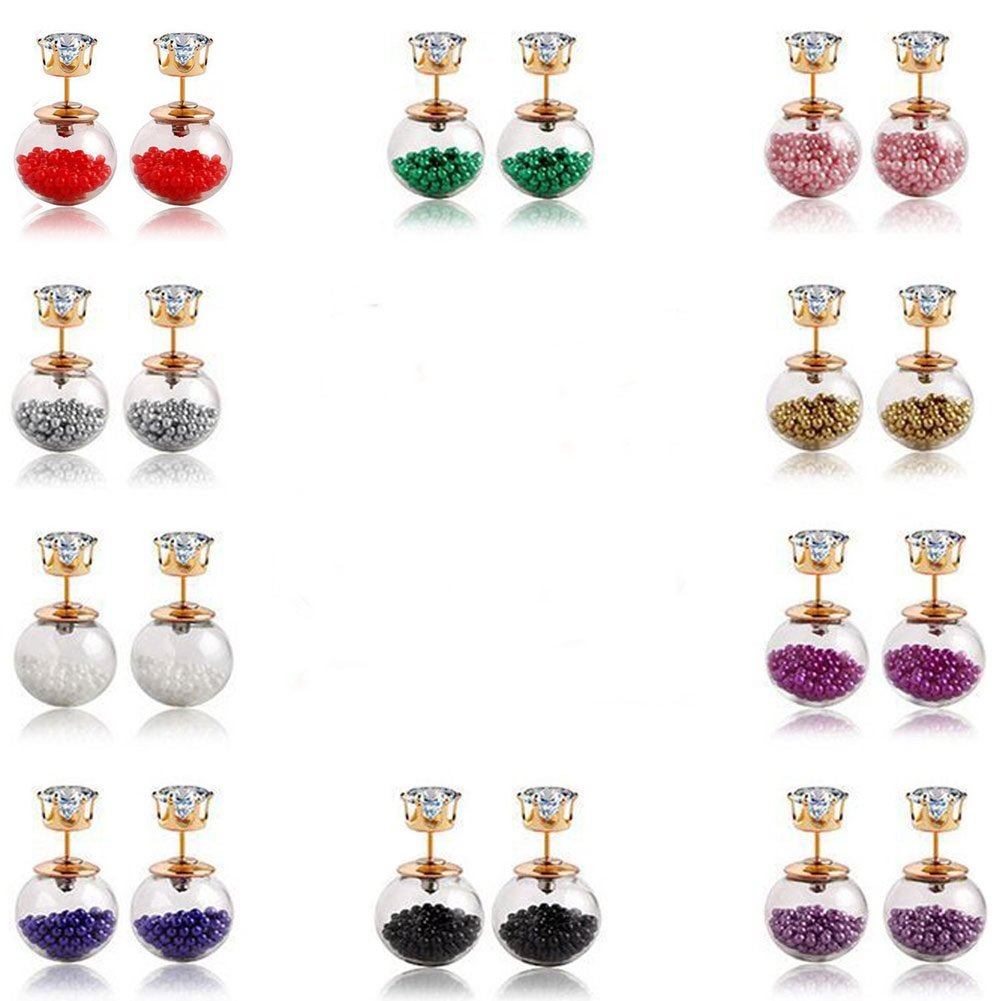 Buy 20PCS Multicolor Ball Stud Earrings Clear Rhinestone Crystal Two