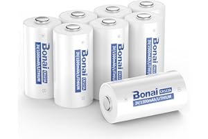 BONAI CR123A 3V Lithium Battery 1500mAh, 8 Pack Non-Rechargeable CR17345 CR17335 DL123A Battery for Photo Camera Flashlight A