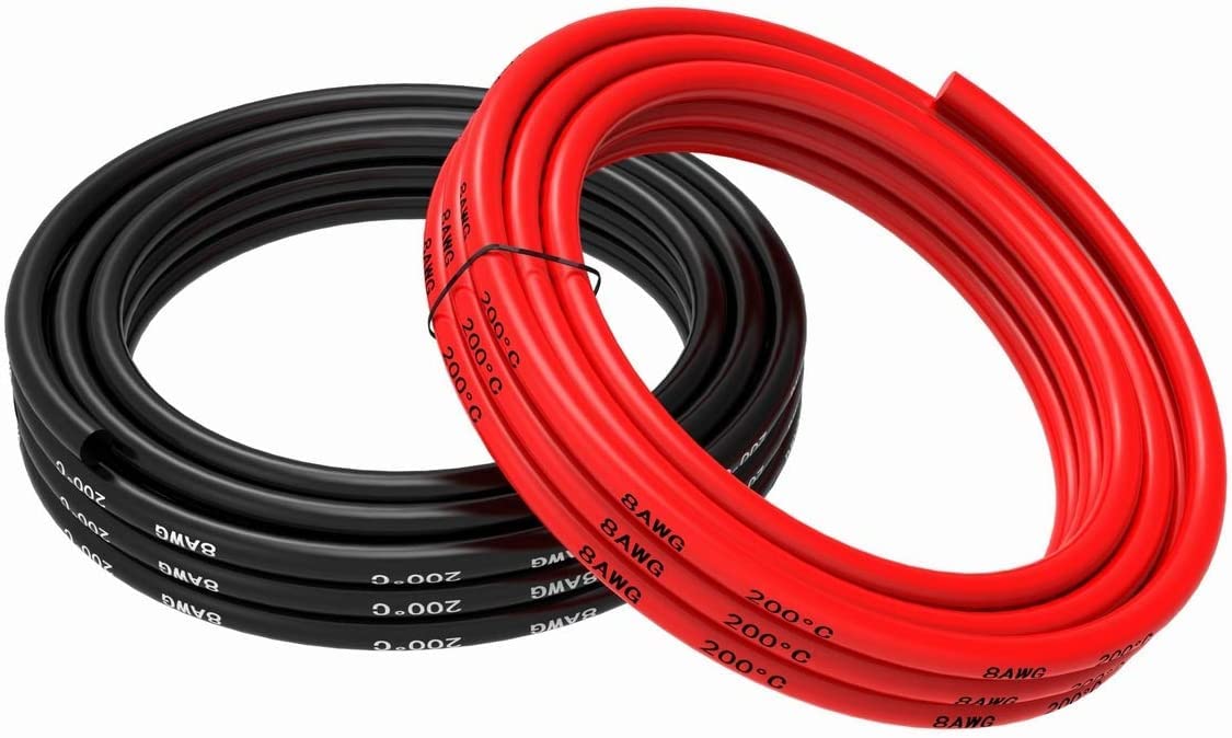 YUNIQUE GREEN-CLEAN-POWER - Silicone Cable 8 AWG, 5m Flexible | High Temp Resistance -60°C to +200°C | Voltage 600V, Red, Copper, for Electronic Projects, RC, Power Connections