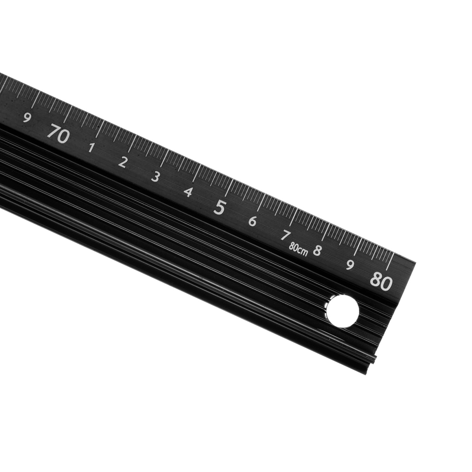 Kozelo Raised Grip Metal Ruler - [80cm ] Aluminum Alloy Precise Measurement Cutting Straight Protective Ruler Ruler Black for Office Measure Cut Drawing Use, 1mm Precision