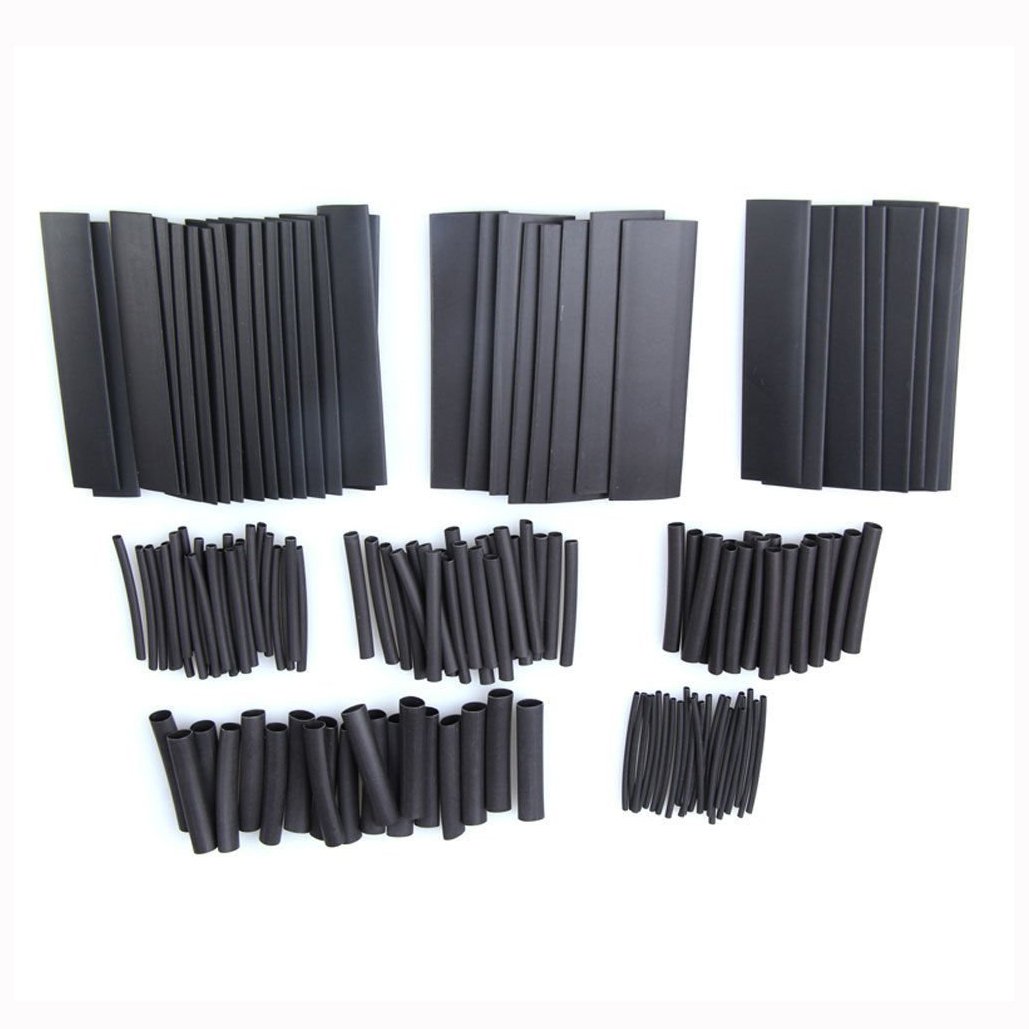 Cisixin 150 PCS 2:1 Polyolefin Halogen-Free Heat Shrink Tube Wire Wrap Kit Electrical Connection Cable Sleeve Tubing Sets Assorted Sizes 8 Sizes 2-13mm Black
