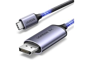 UGREEN USB C to DP 1.4 Cable 8K@60Hz 4K@240Hz Unidirectional Thunderbolt 4/3 to DP Cord USB C to DP 32.4 Gbps Compatible with