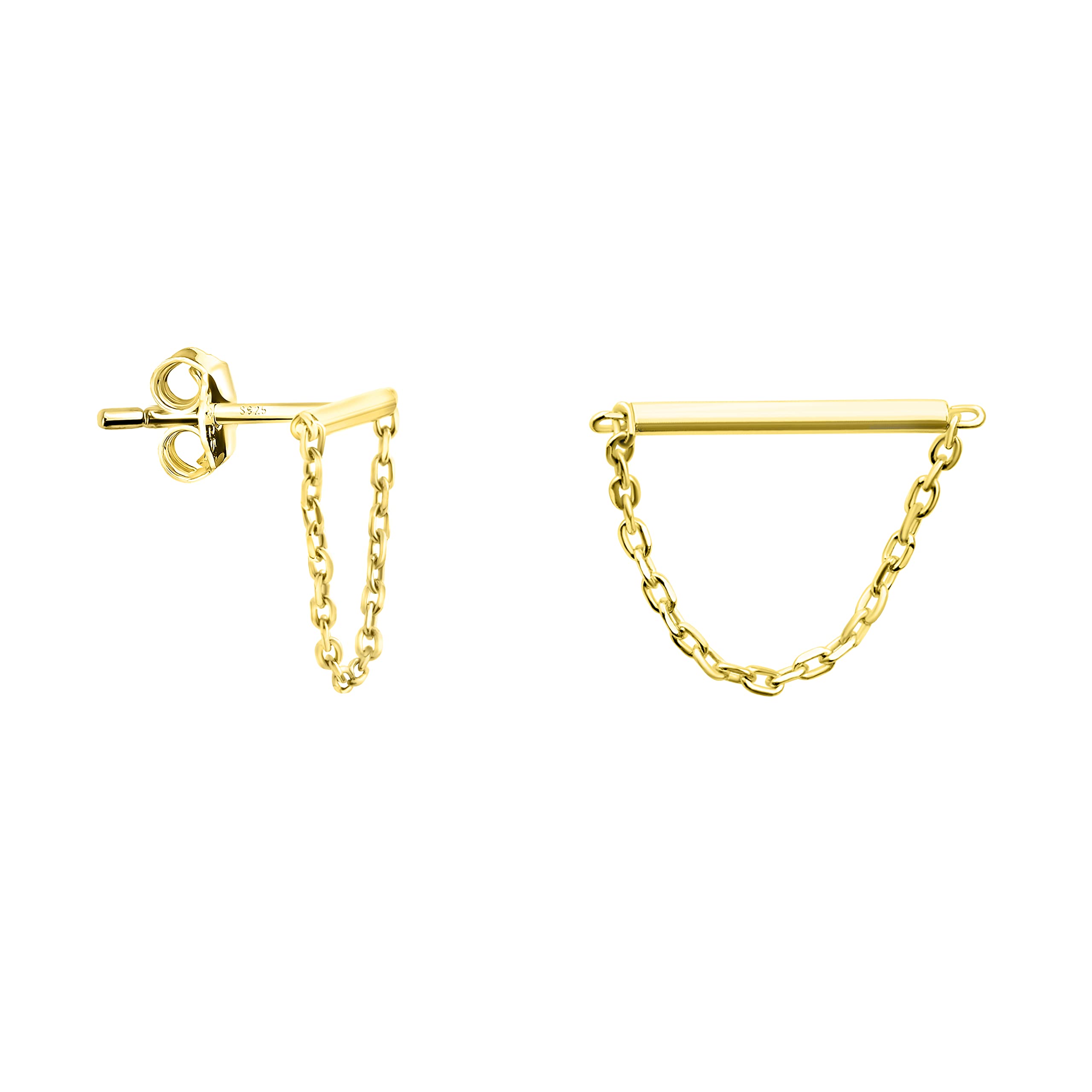 SOFIA MILANI - Women's Earrings 925 Silver - Gold Plated - Chain Bar Stud Earring - E1748