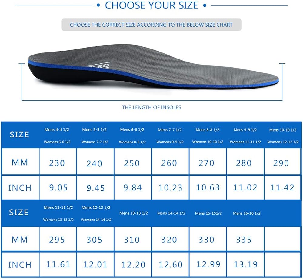Plantar Fasciitis Feet Insoles Arch Supports Orthotics Inserts Relieve Flat Feet, High Arch, Foot Pain: Shoes