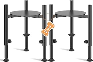 2 Pack Adjustable Dog Bowls Elevated Stand, 4 Heights, Wide 6-10",Oppro Metal Raised Tall Single Food Bowl Holder, Sturdy Lifted Water Feeder with Tray for Medium Large Small Breed,H:8”/10”/12”/13.8”