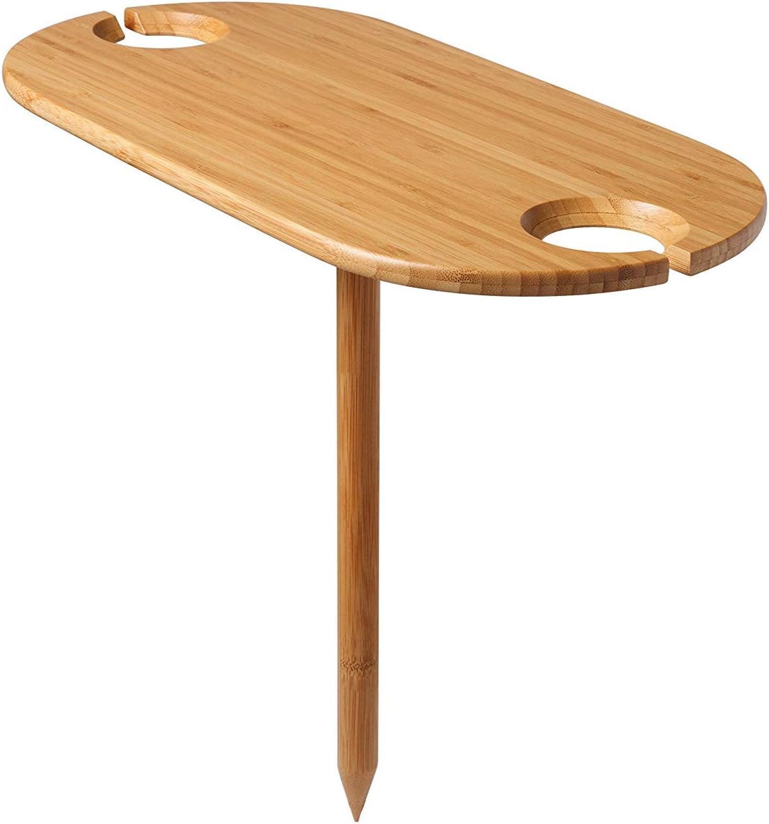 HCTESCO Picnic Wine Table, Portable and Foldable Bamboo Snack Table for Picnic Outdoor on The Beach Park Carbonizer brown 2 positions