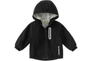 DAVE&BELLA Toddler Boys Girls Windbreaker Jacket, Hooded Solid Rain Jacket Kids Warm Fleece Lining Zip Up Outerwear Dust Coat