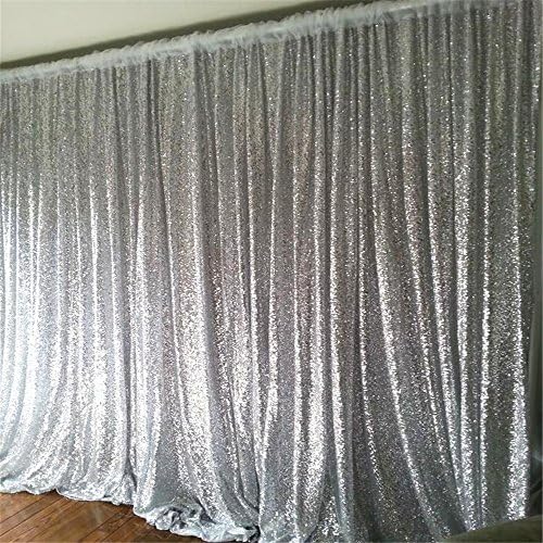 Maijoeyy 5x7ft Silver Sequin Backdrop for Wedding Photography Background Decoration Sparkly Photo Backdrops