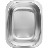 WANANG Stainless Steel Dishpan, 2.6 Gal Dish Tub with Side Overflow Holes | 9.9 L (about 2.6 US gal). Side overflow holes limit water level; rubber supports help keep the dishpan stable.