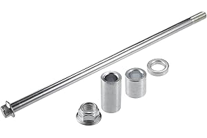 A ABSOPRO Front Rear Axle with Bushing and Screw Bolt M12 320mm Dirt Bike Scooter ATV Wheel Axle Steel Alloy Silver Tone
